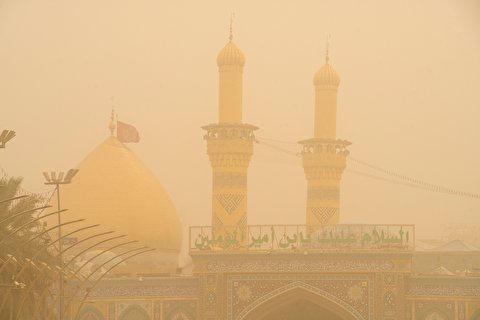 توسعه حرم امام حسین (ع) در طوفان گرد و خاکِ کربلا متوقف نشد+عکس